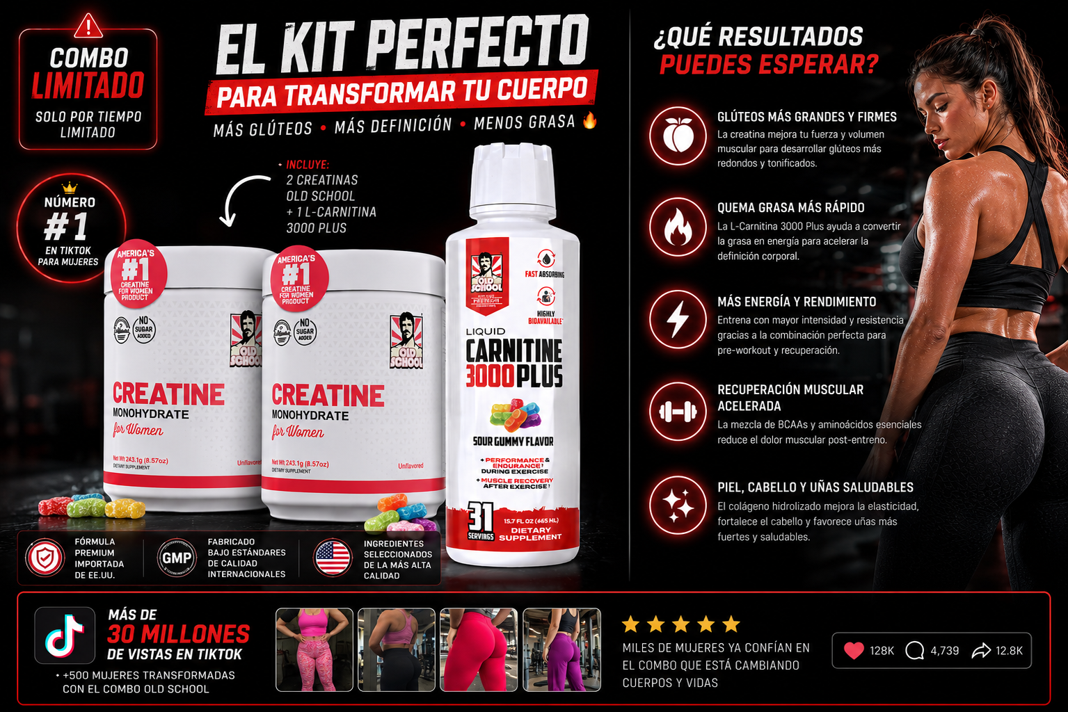 🔥2 Creatinas Old School + NUEVA L-Carnitina 3000 Plus🔥