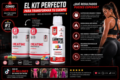 🔥Creatina Old School + NUEVA L-Carnitina 3000 Plus🔥2x1