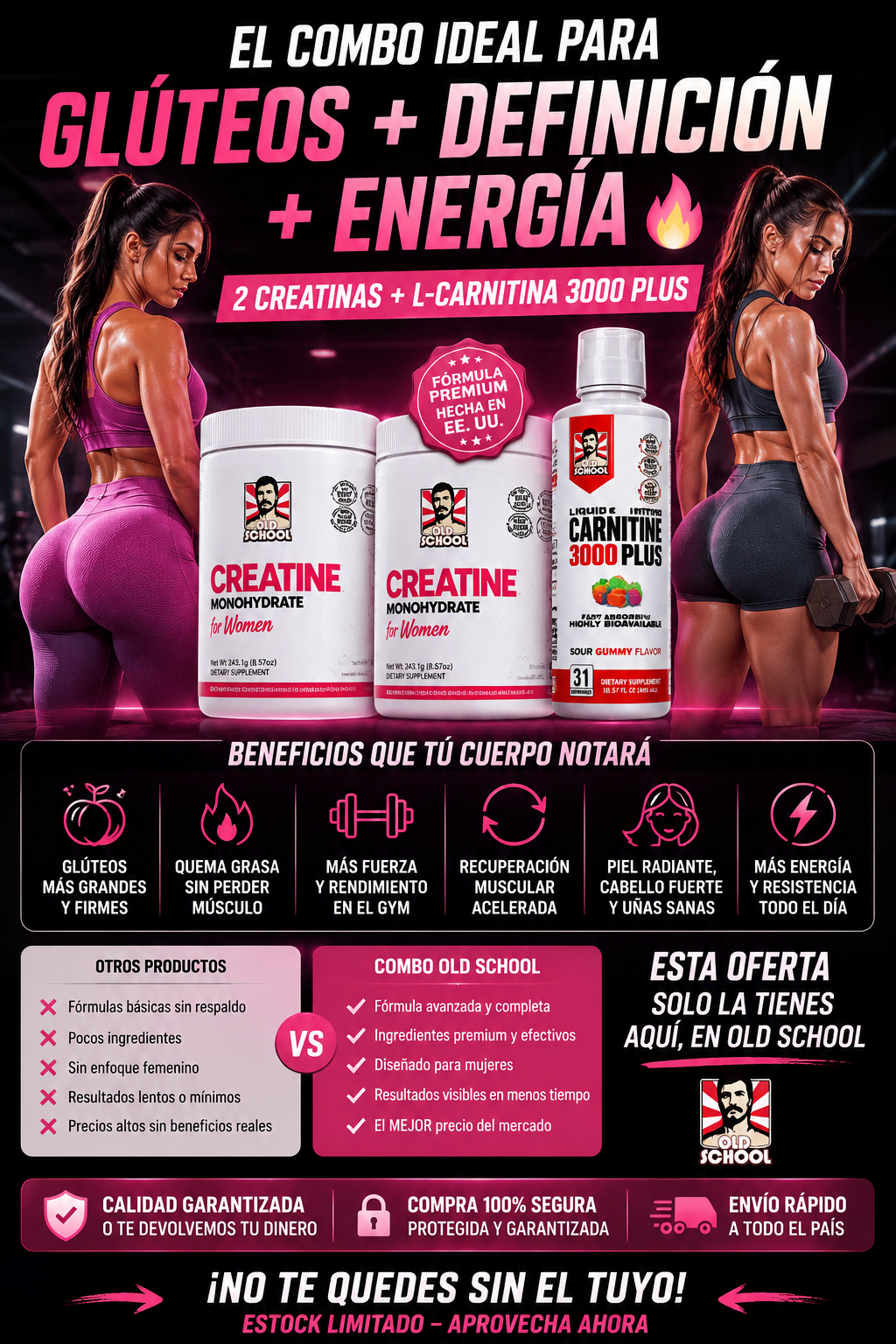 🔥2 Creatinas Old School + NUEVA L-Carnitina 3000 Plus🔥