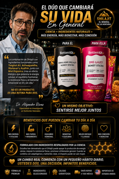 Miel con Shilajit GOLD+™ | 2X1 | 60 Sobres 🔥 para el y ella