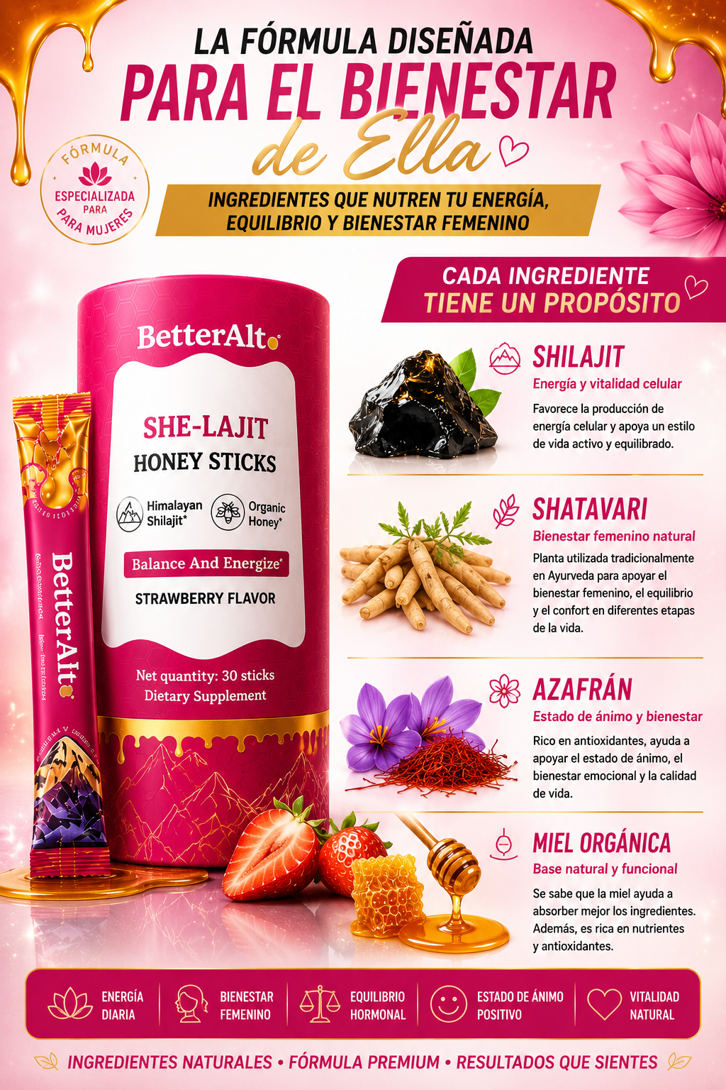 Miel con Shilajit GOLD+™ | 2X1 | 60 Sobres 🔥 para el y ella
